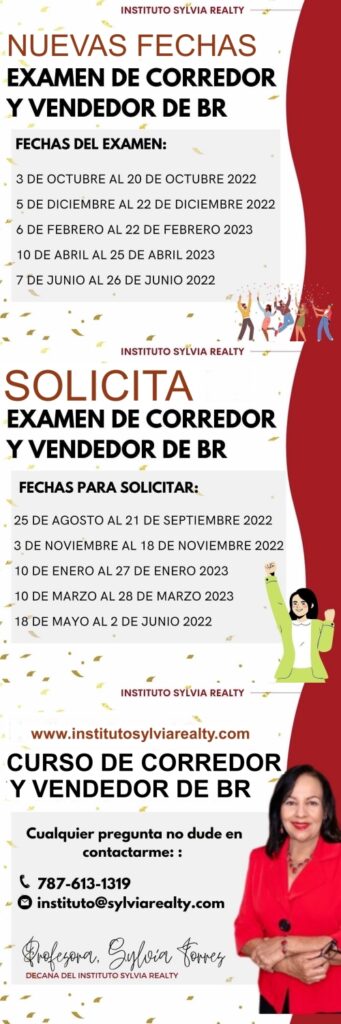 Nuevas Fechas De Examen De Reválida De Bienes Raíces 2022 2023 Instituto Sylvia Realty 3794